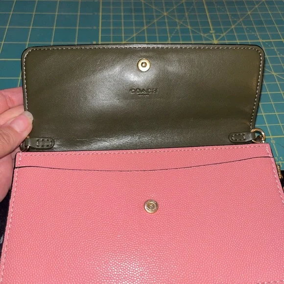 Coach Pink and Green Wristlet Clutch - Picture 2 of 8